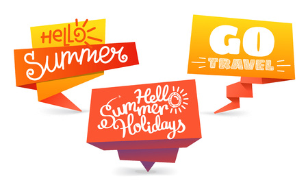 Paper banners isolated on white background. Summer holidaysのイラスト素材