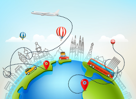 World travel vector color illustrationのイラスト素材