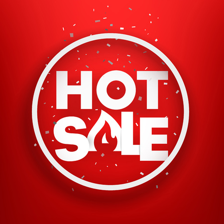 Hot sale advertising banner. Photoreal vector illustration. Round labelのイラスト素材
