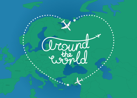 Around the world concept. Top view vector illustrationのイラスト素材