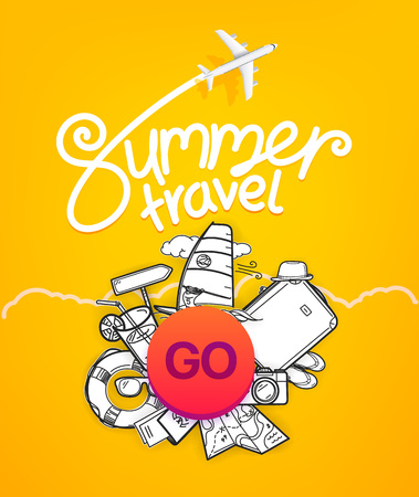 Summer travel banner. Travel vector conceptのイラスト素材