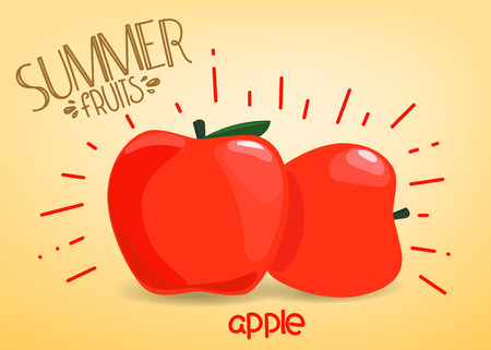 Summer fruits. Apple on bright backgroundのイラスト素材