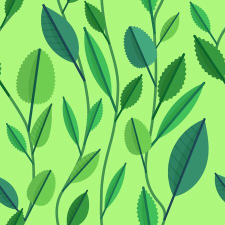 Seamless pattern with green leavesのイラスト素材
