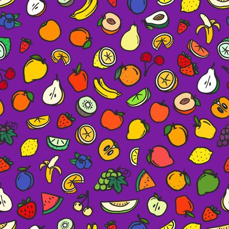 Fresh summer color fruits seamless patternのイラスト素材