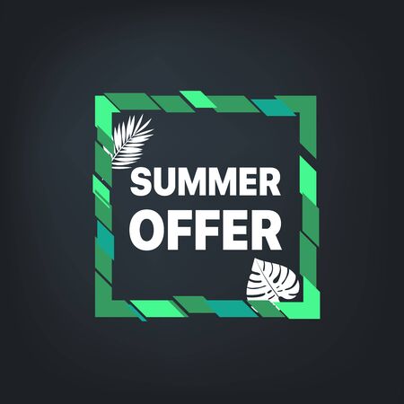 Summer sale banner. Vector frame with leavesのイラスト素材