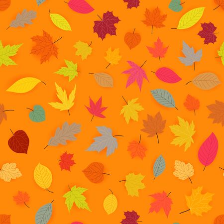 Autumn leaves vector seamless patternのイラスト素材