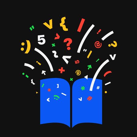 Education concept. Different symbol and open bookのイラスト素材