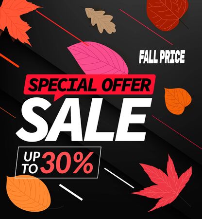 Autumn sale special offer. Up to 30% discount vector bannerのイラスト素材