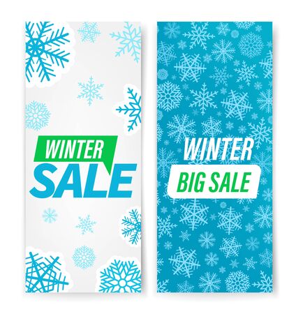 Winter sale vector banners with snowflakes vector setのイラスト素材