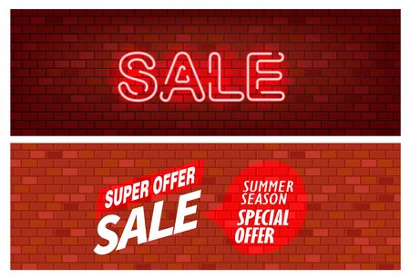Sale banners. Bick wall with SALE inscription vector setのイラスト素材