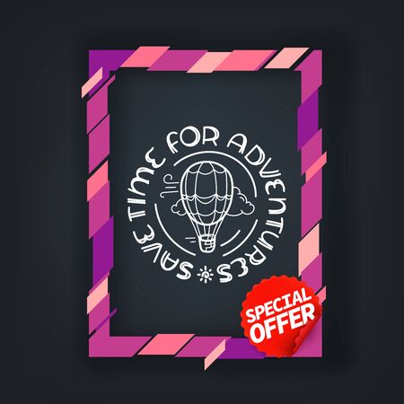 Save time for adventures. Color frame with calligraphic inscriptionのイラスト素材