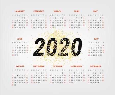 2020 year calendar vector templateのイラスト素材