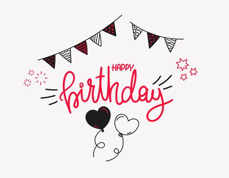Happy birthday handdrawn greeting cardのイラスト素材