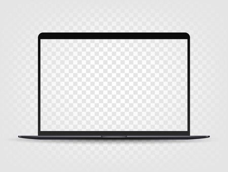 Modern laptop with transparent screen. Vector mockup のイラスト素材