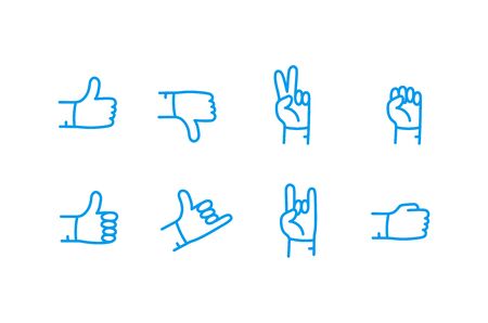 Different hand signs vector collection isolated on white backgroundのイラスト素材