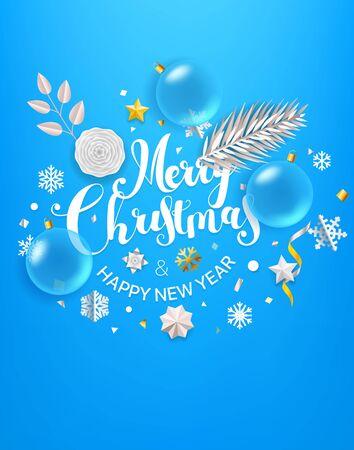 Merry Christmas and Happy New year greeting cardのイラスト素材