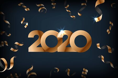 Luxury background with falling confetti. Happy new 2020 conceptのイラスト素材