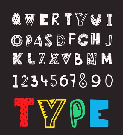 Set of vector letters and digits cartoon style. Comic alphabet template for a messages&#xD;&#xA;のイラスト素材