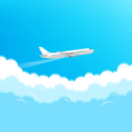 Modern aircraft flying in a sky. Travel conceptのイラスト素材
