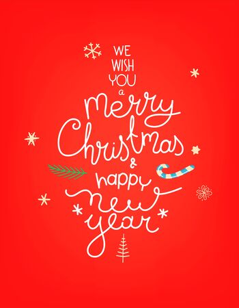 Merry Christmas vector composition. Cartoon style flat illustration&#xD;&#xA;のイラスト素材