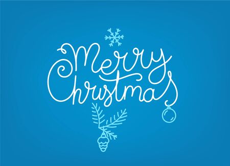 Merry christmas hand drawn lettering inscription vector banner. Artistic textのイラスト素材