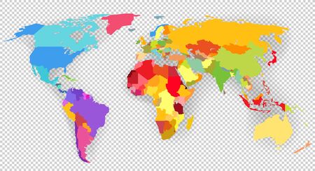 Color vector world map isolated on transparent backgroundのイラスト素材