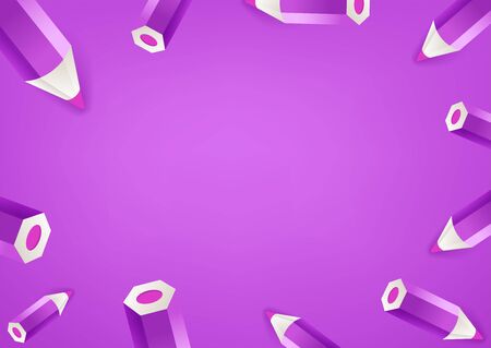 Purple pencils wallpaper. Social media message background. Copy space for a textのイラスト素材
