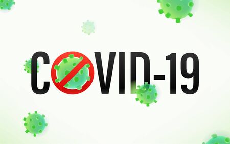 Beware of covid-19 concept. Vector illustraction with virus moleculeのイラスト素材