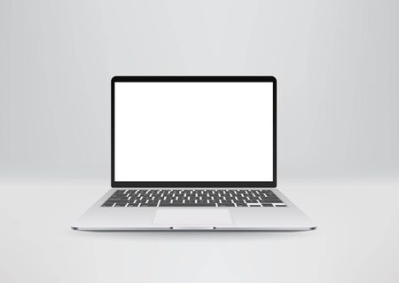 Modern white laptop on a table. Vector mockupのイラスト素材