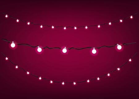 Red garlands on dark background. Vector clipartのイラスト素材