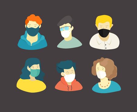 People with masks. Covid-19 conceptのイラスト素材