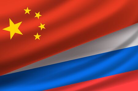 China and Russia. Vector background with flagsのイラスト素材