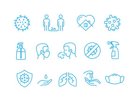 Coronavirus protection campaign icons set isolated on white backgroundのイラスト素材