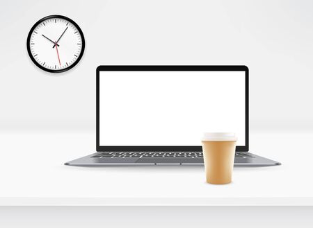 Vector mockup with modern laptop and clockのイラスト素材