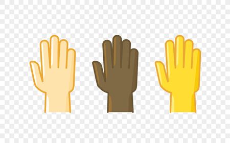 Different color hand gesture comic style vector icon. Palmのイラスト素材