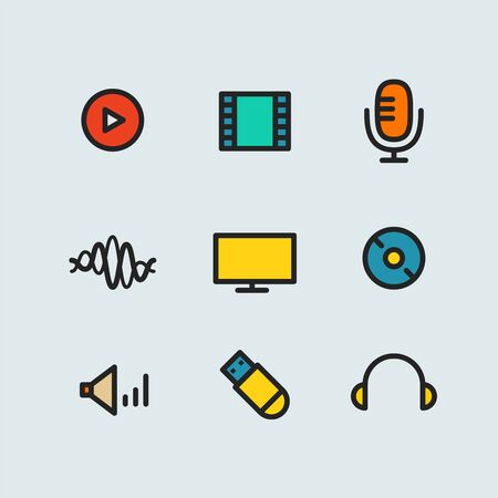 Color thin line icons vector collection. Entertainmentのイラスト素材