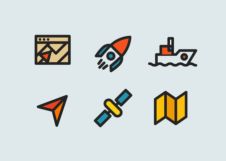 Color thin line icons vector collection. GPS navigation