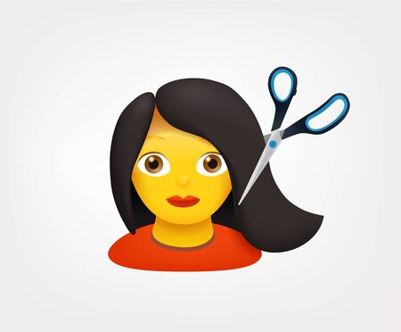 Young woman with scissors vector emoji のイラスト素材