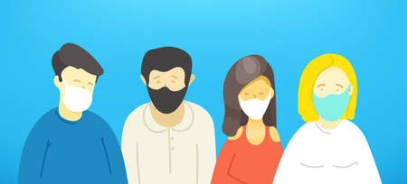 People wearing medical masks to prevent deseaseのイラスト素材