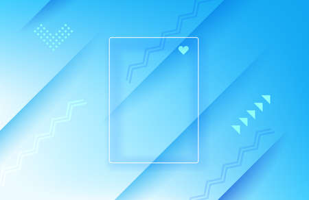 Abstract blue geometric vector background. Landing page template with white frameのイラスト素材
