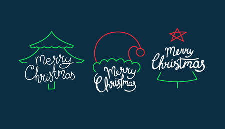 Hand drawn vector labels. Merry christmasのイラスト素材