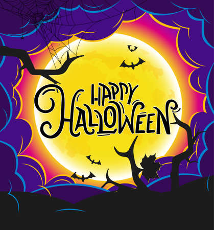 Happy Halloween. Vector banner with calligraphic logoのイラスト素材