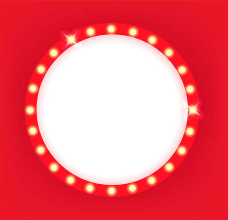 Illuminated retro cinema circle frame. Template for a contentのイラスト素材