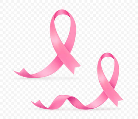 World breast cancer pink silk ribbon vector setのイラスト素材