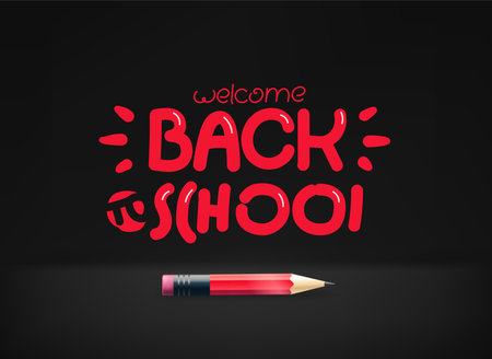 Back to school inscription. Illustration with pencilのイラスト素材