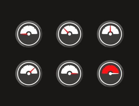 Circle indicators with red arrow vector set