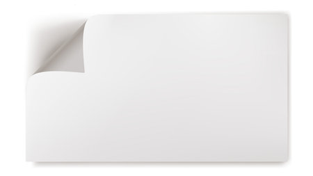 Bending white blank paper left top corner. Horizontal vector template for a textのイラスト素材