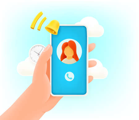incoming call. Cute 3d style illustrationのイラスト素材