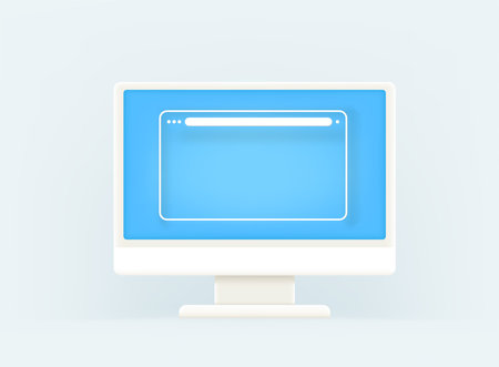 Modern computer monitor with empty browser window on white backgroundのイラスト素材