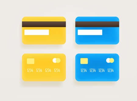 Gold and blue bank cards vector clipartのイラスト素材